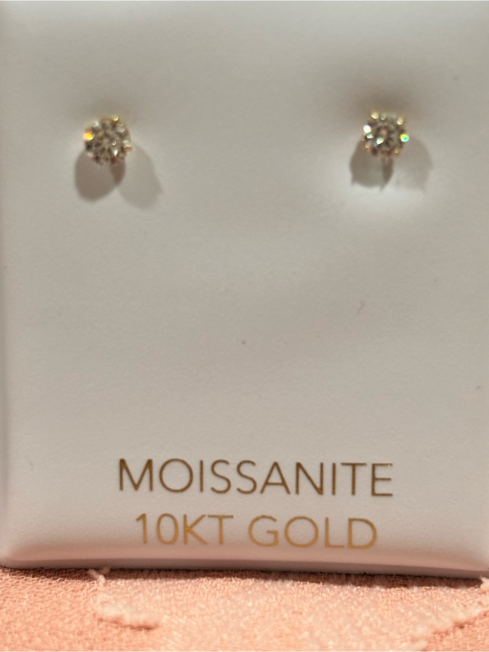 Moissanite 10KT Gold Round Stud Earrings